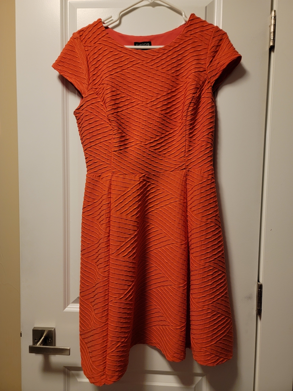 Enfocus Studio Coral Textured Cap-Sleeve Fit & Flare Midi Dress